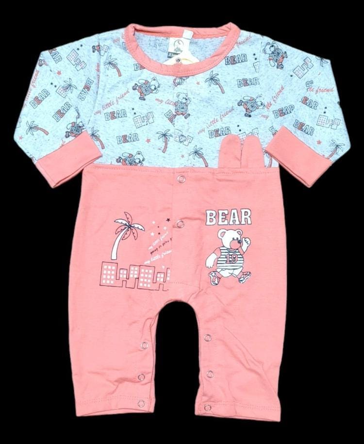 Stitched denim printed romper