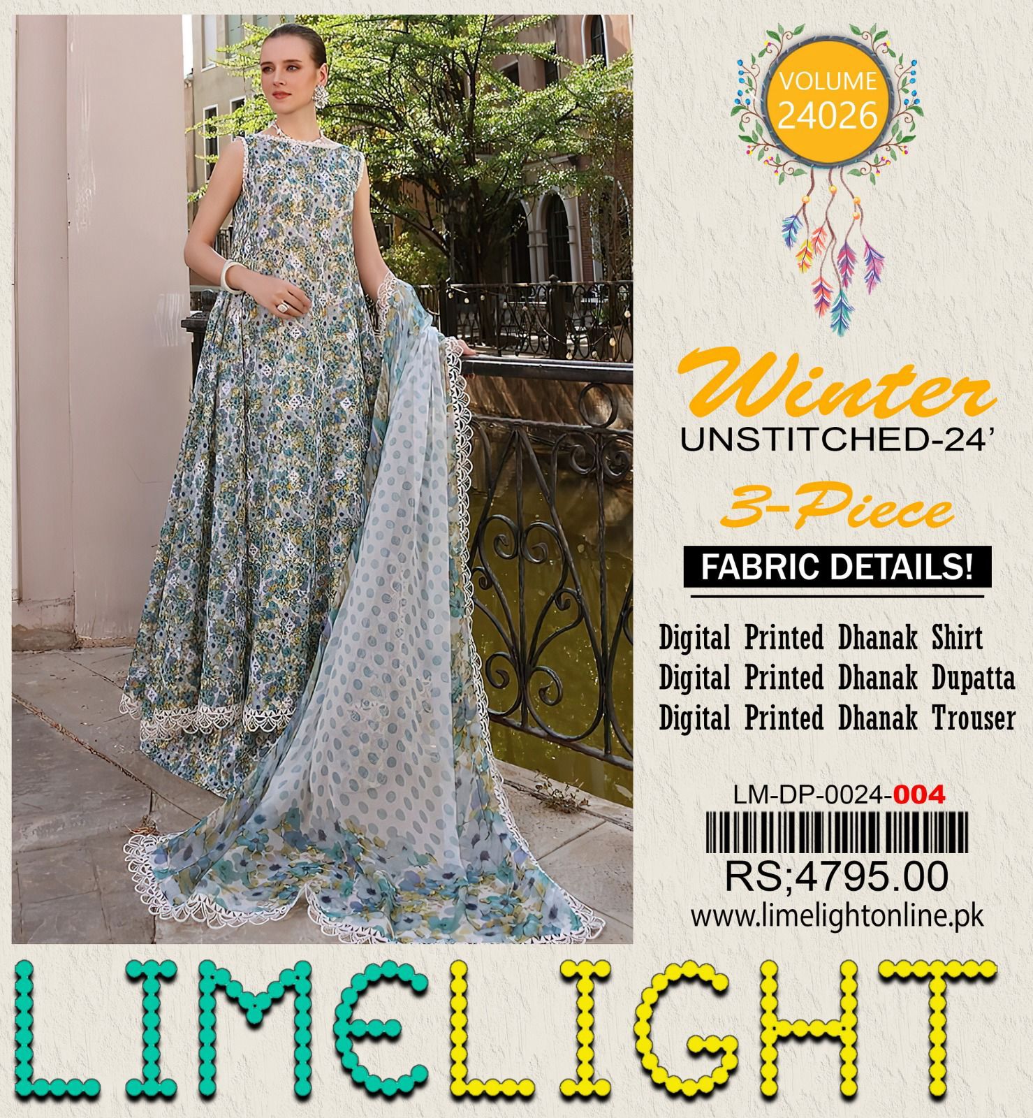 Lime Light Dhanak 3pc