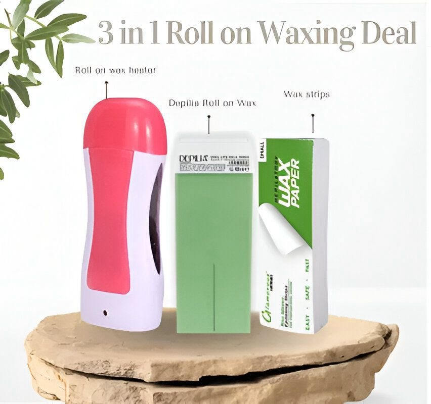 3-in-1 Wax Heater Machine for Hair Removal | Wax Heater Machine + Wax Cartrdige + Wax Strips | Porta