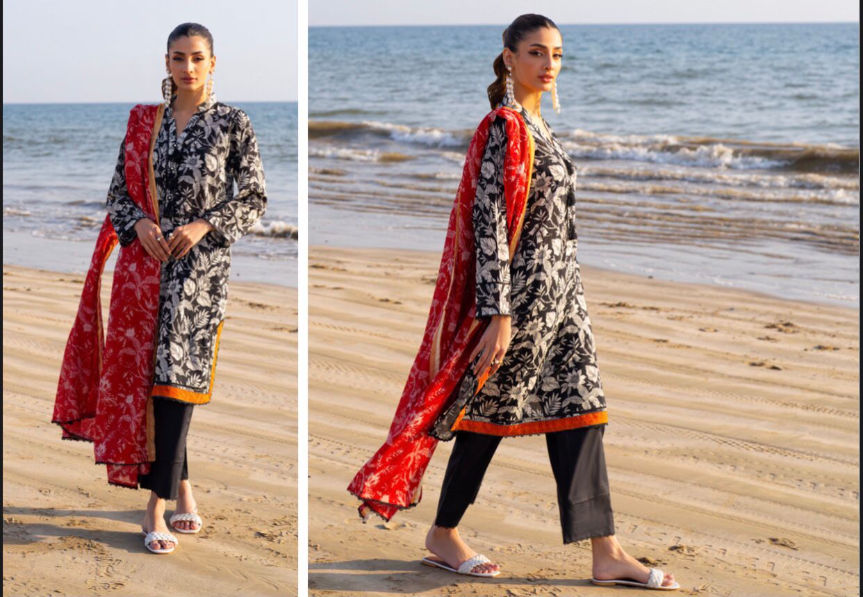 Digital print lawn with voil Dupatta