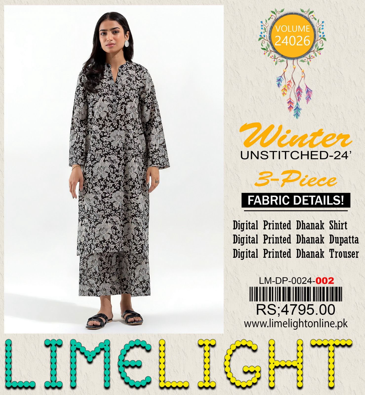 Lime Light Dhanak 3pc