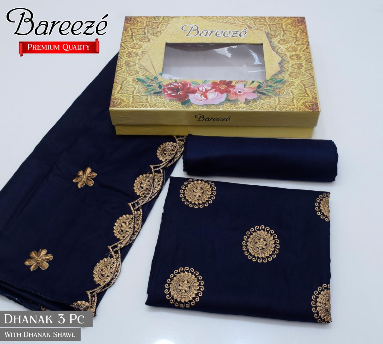 (*BAREEZE Opening DHANAK 2024*)  BAREEZE DHANAK EMB COLLECTION  3pc