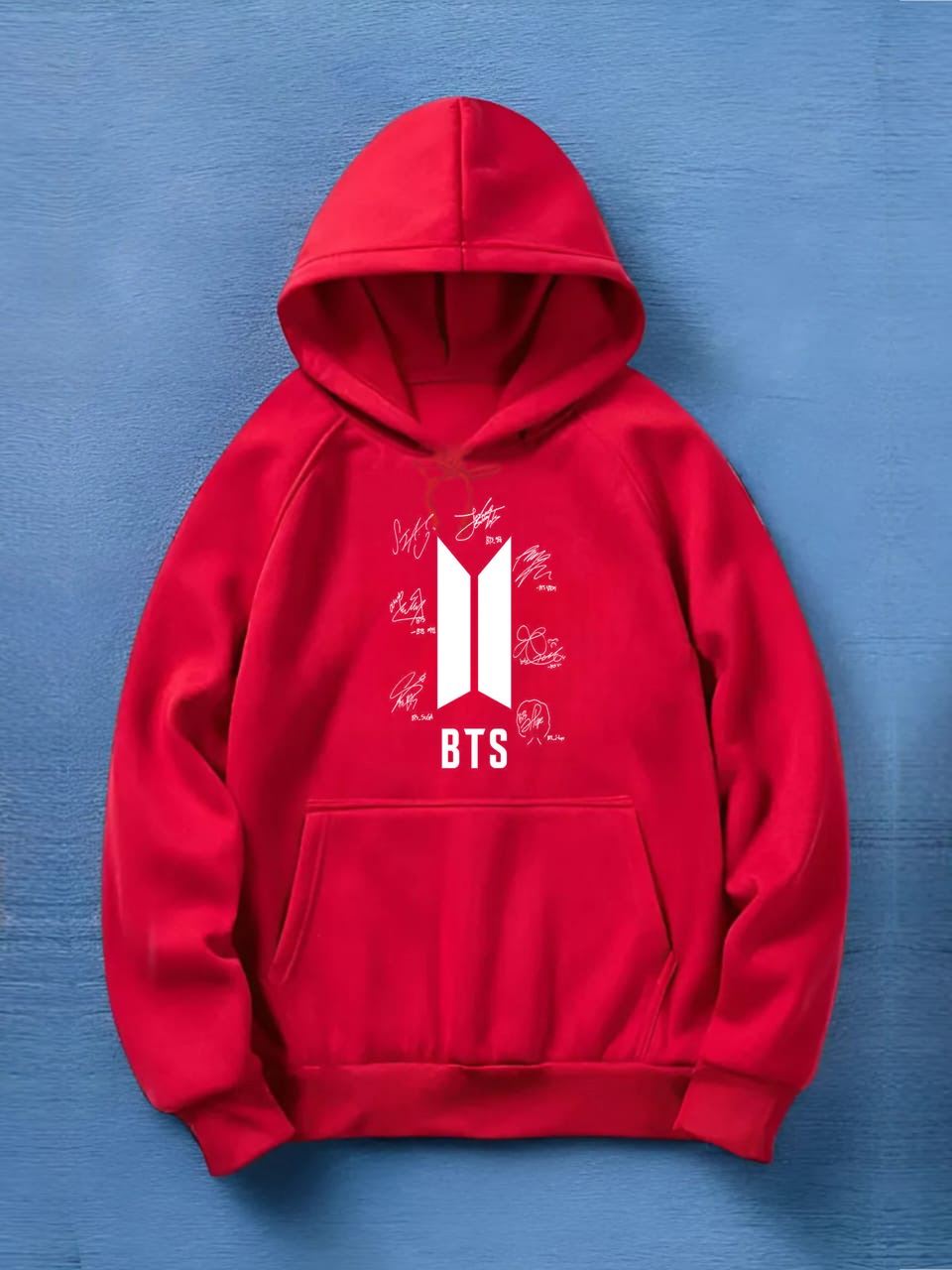 women's red printed hoodie