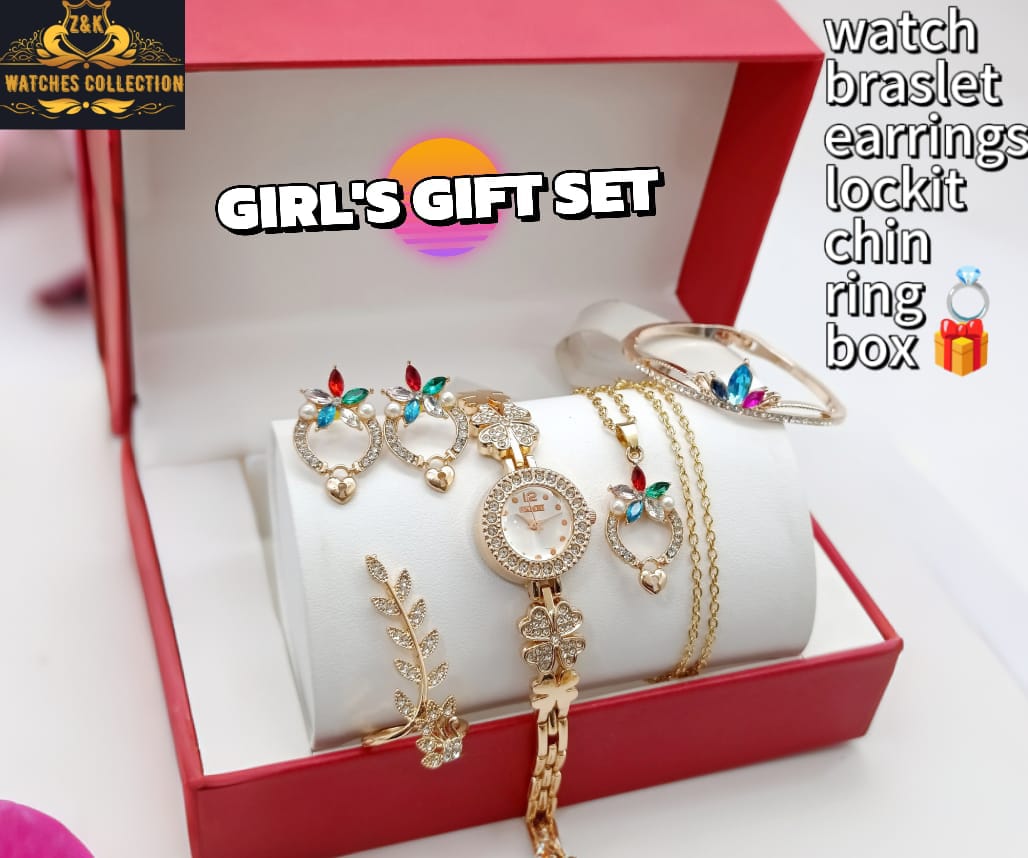 EID COLLECTION 🎊✔️ GIRLS GIFT SET 💞🎀 SKIMI GIRLS DIAMOND 💎STONES JEWELRY WATCH  GOOD LOOKING 🔥✔