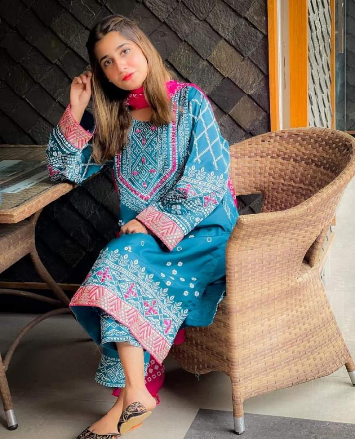 3 Pcs Women's sticthed katan Silk printed Suit