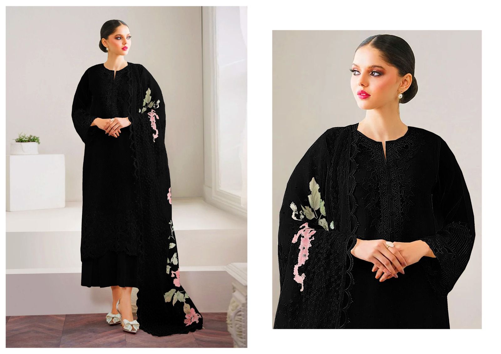 Organza embroidery 3pc unstitched suit