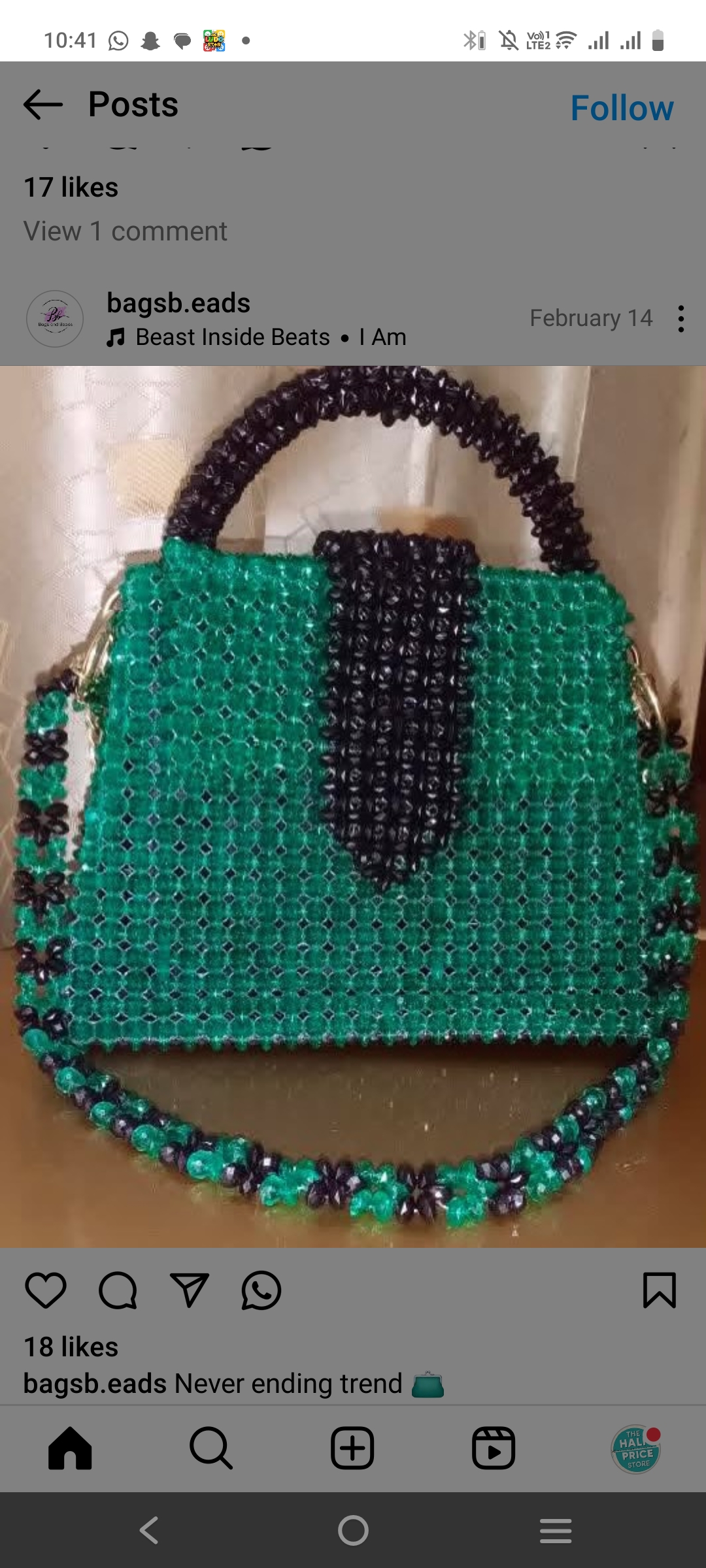 Black pearls and crystal bag