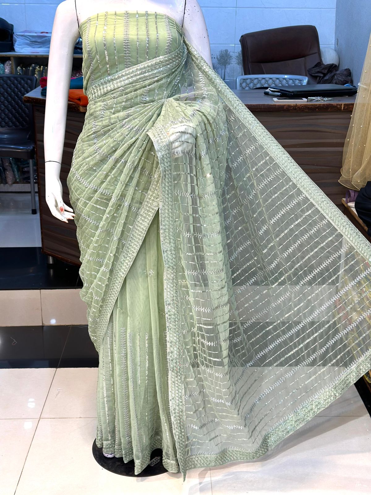 Net Sequence Saree Unstitched