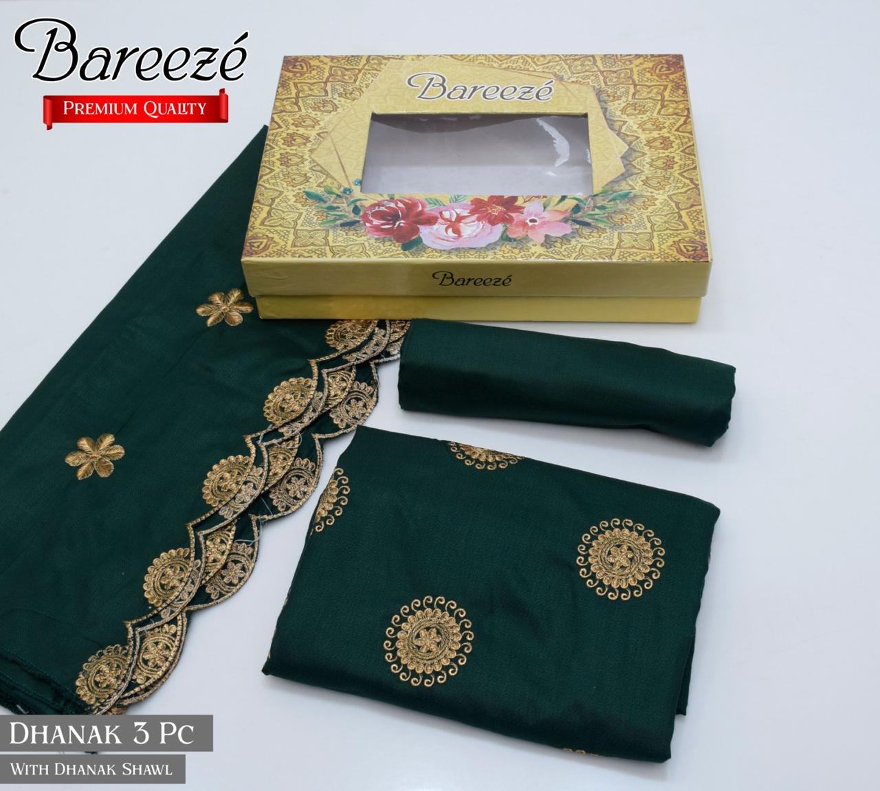 (*BAREEZE Opening DHANAK 2024*)  BAREEZE DHANAK EMB COLLECTION  3pc