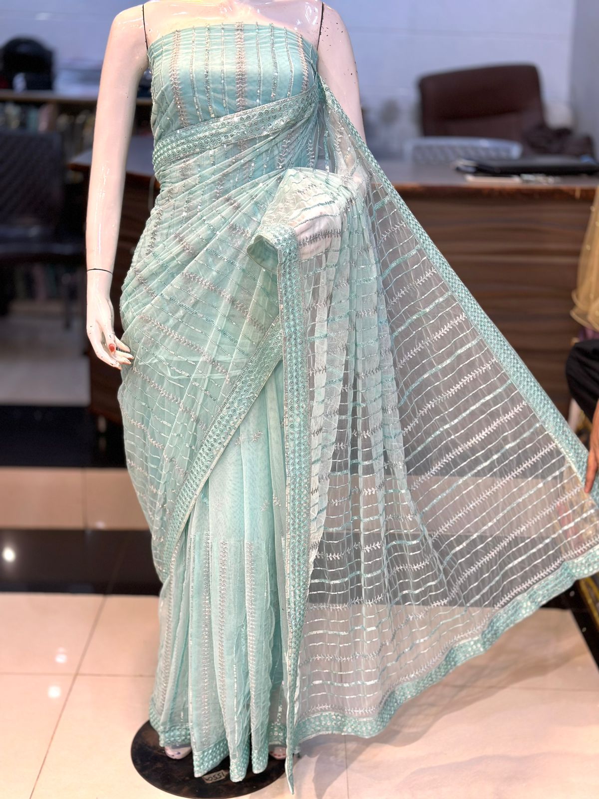 Net Sequence Saree Unstitched