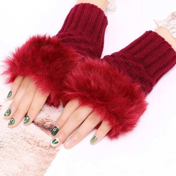 Fur Plain Glove Women • ,