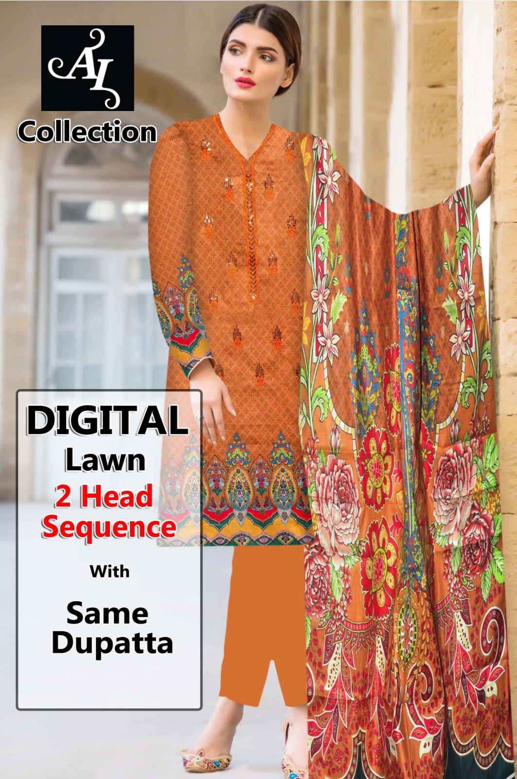 GUL AHMAD 3 PC EMRBROIDERED SUIT