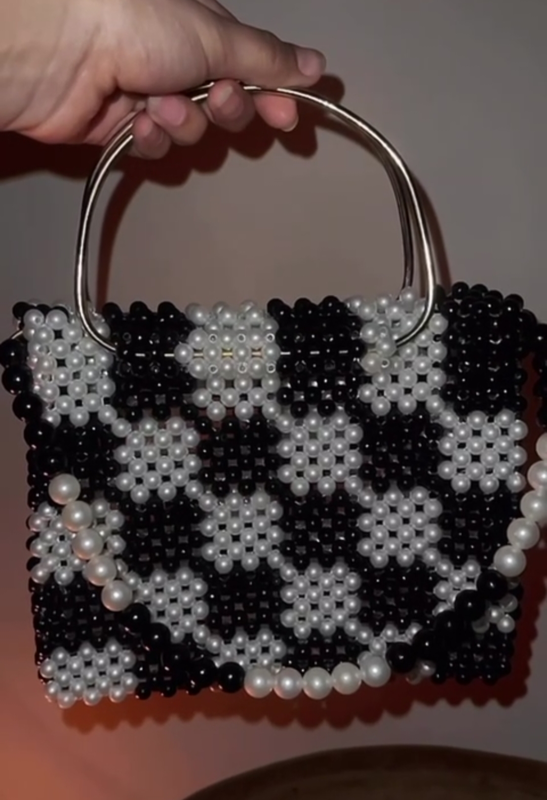 White and Black Pearls handbag