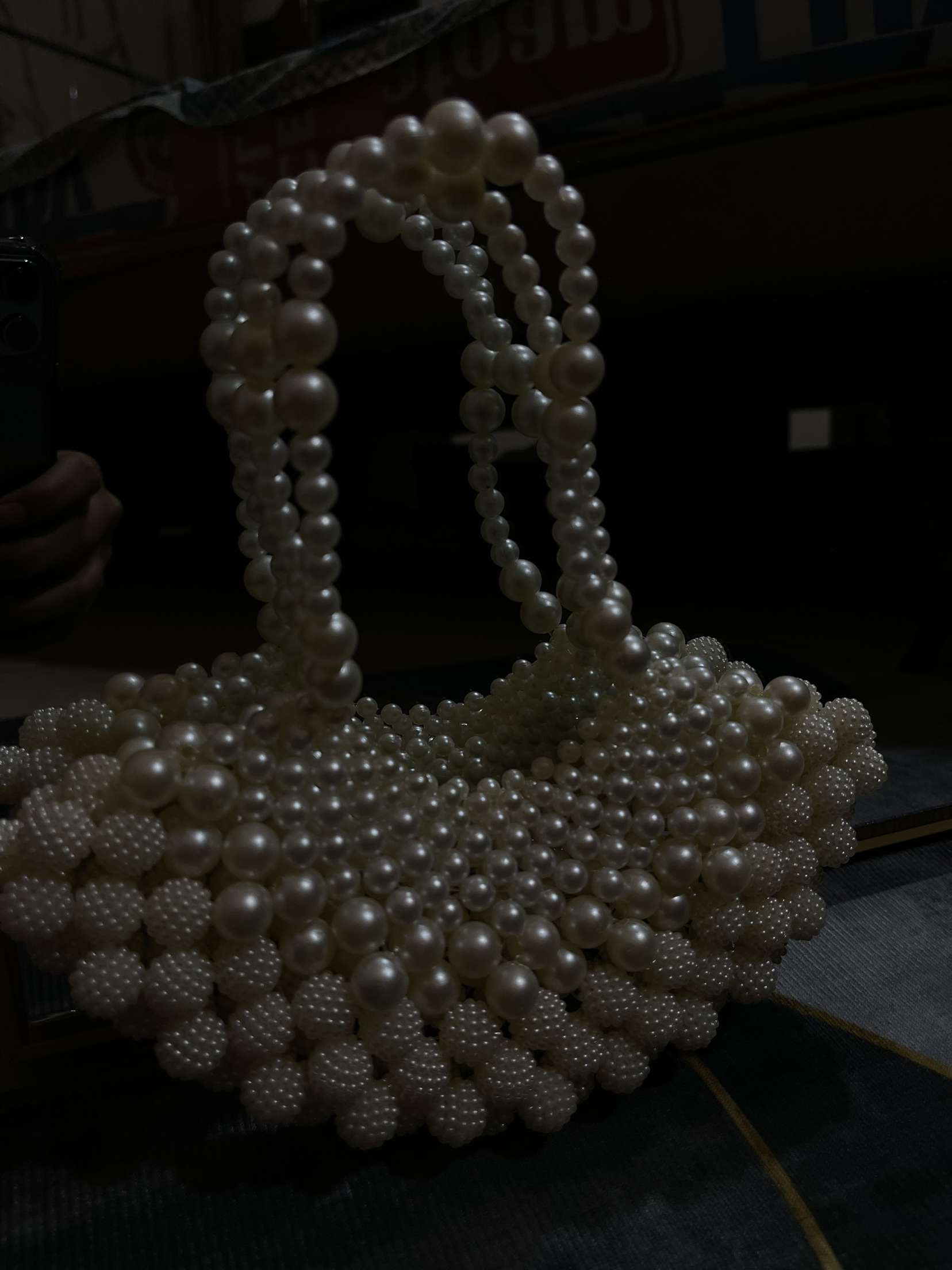 White pearls potli bag