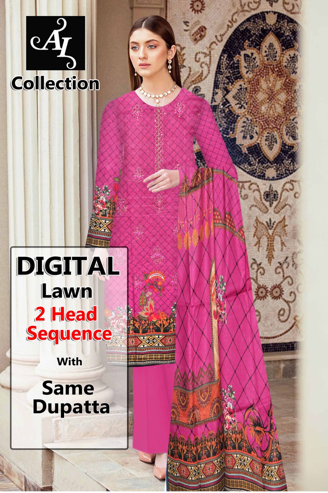 GUL AHMAD 3 PC EMRBROIDERED SUIT