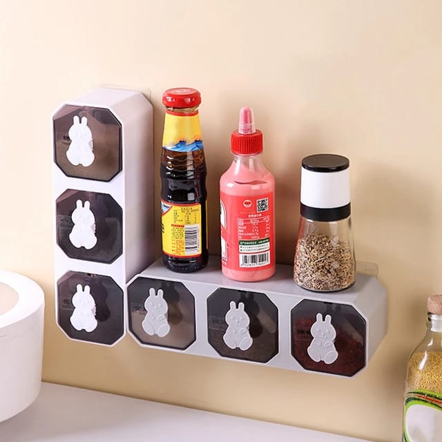 Wall mounted sticking 3 portion spice box