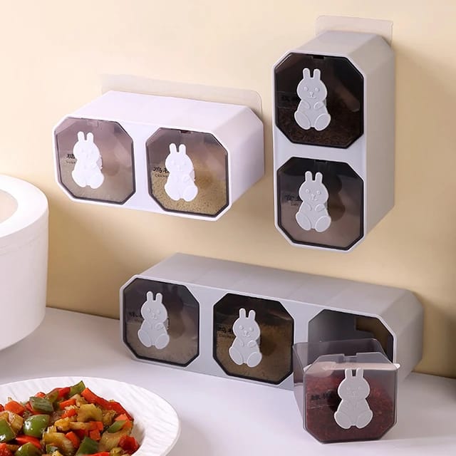Wall mounted sticking 3 portion spice box
