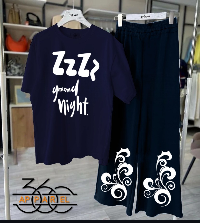 Printed night suits black shirt black trouser