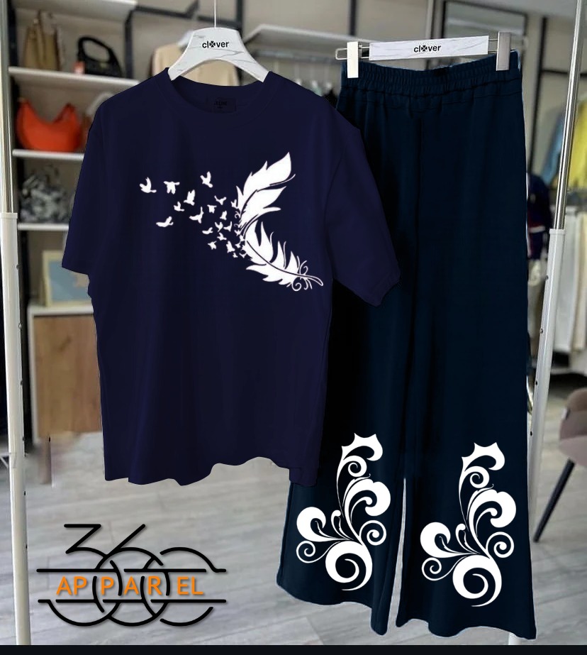 Printed night suits black shirt black trouser