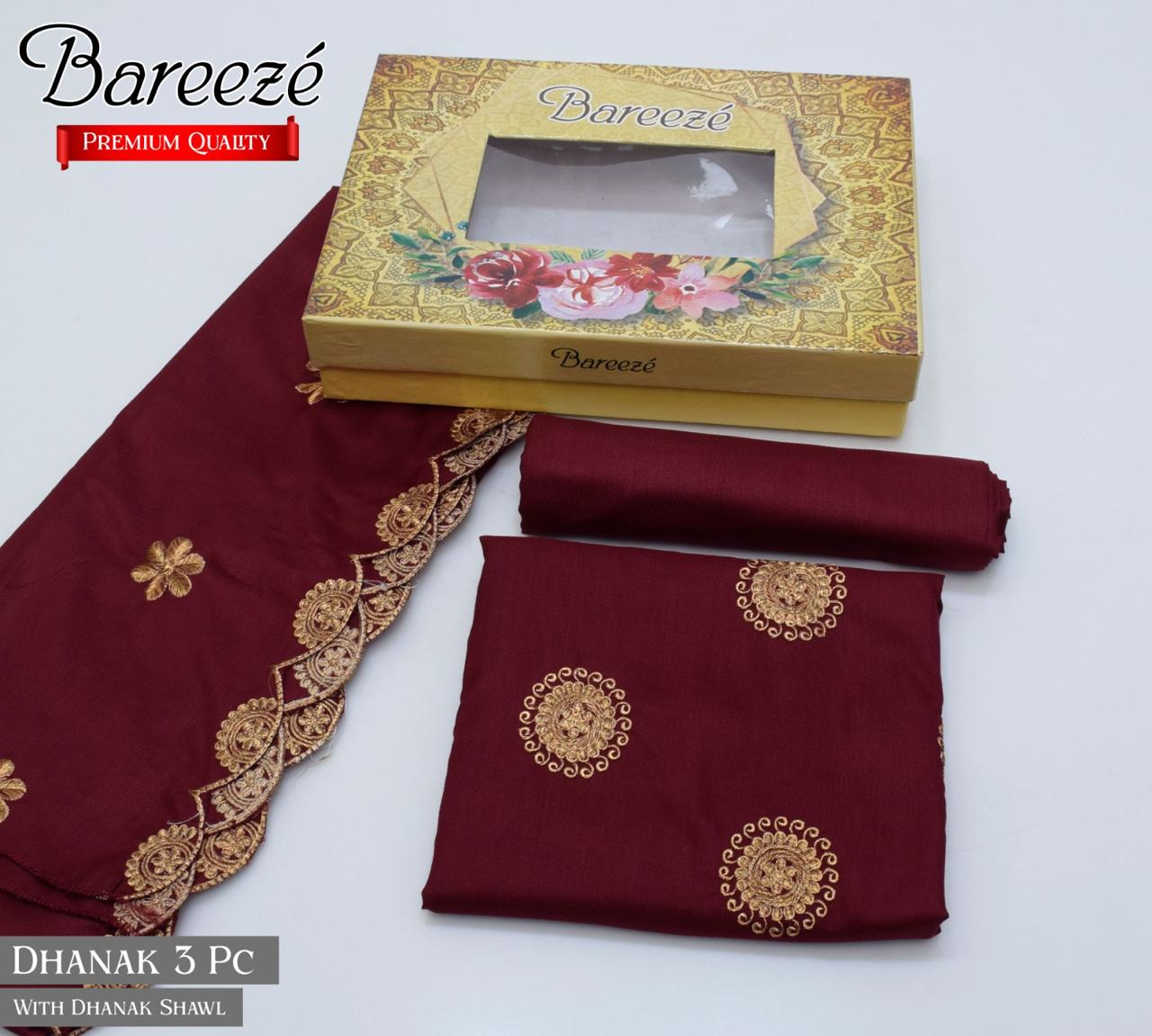 (*BAREEZE Opening DHANAK 2024*)  BAREEZE DHANAK EMB COLLECTION  3pc