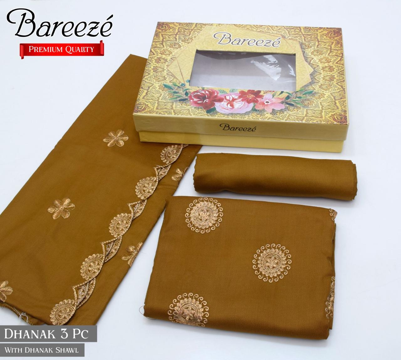 (*BAREEZE Opening DHANAK 2024*)  BAREEZE DHANAK EMB COLLECTION  3pc