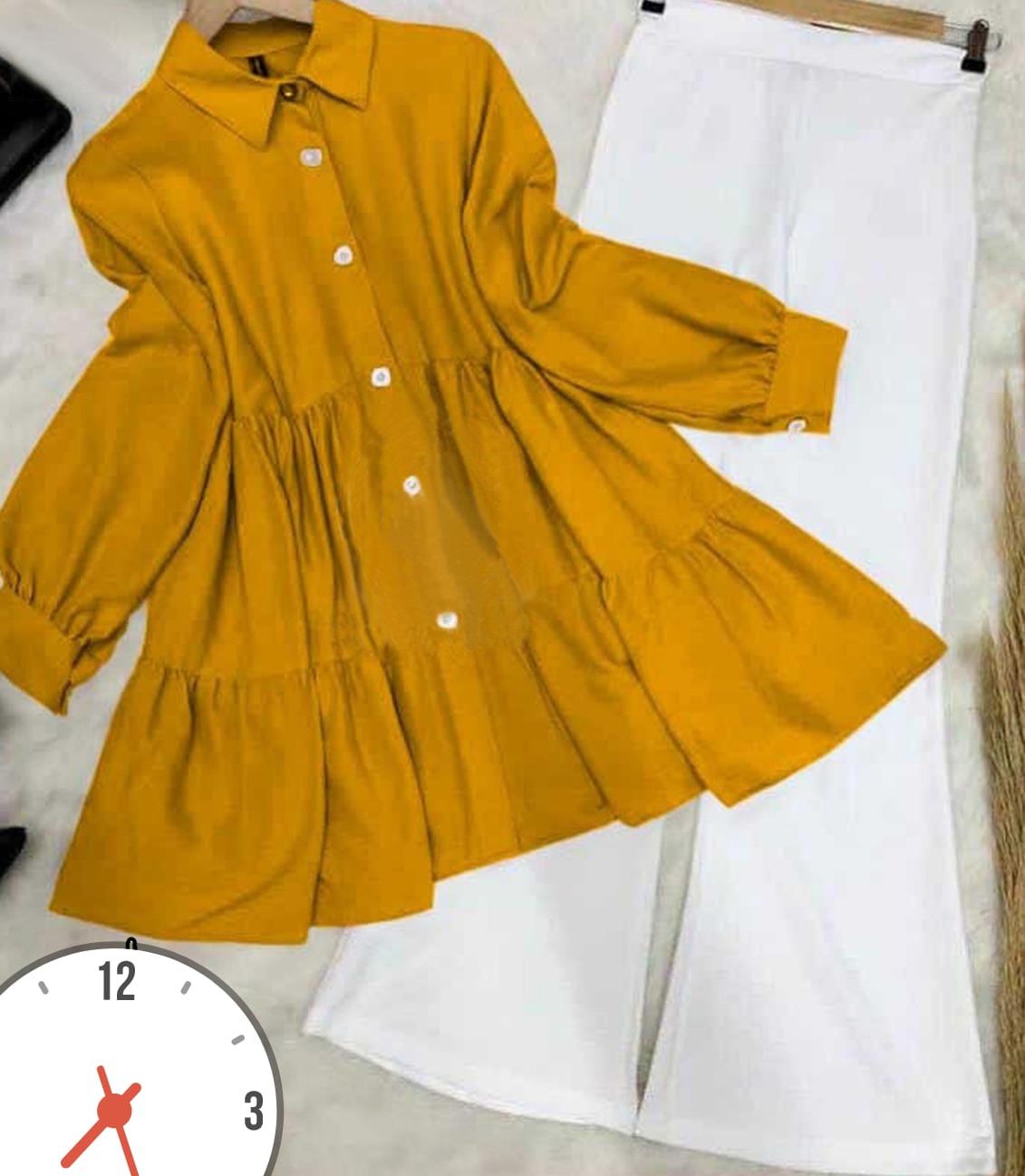 Color shirt with flapper 2pc