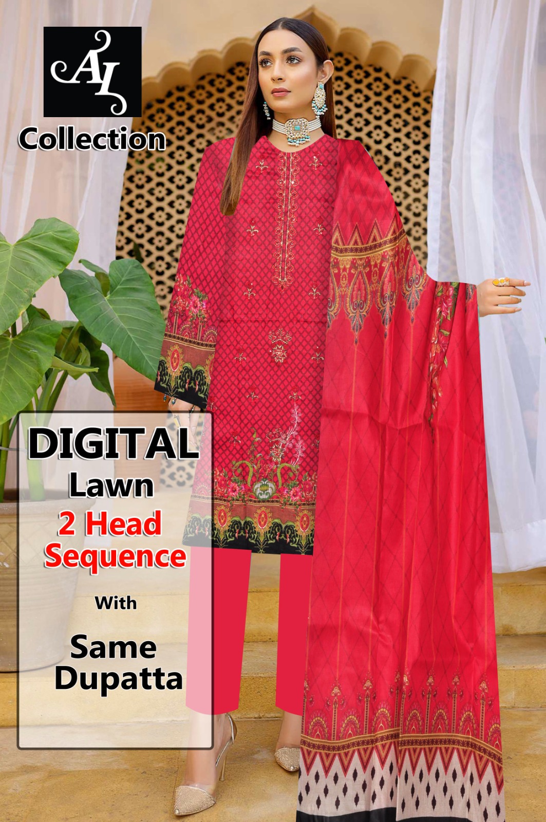 GUL AHMAD 3 PC EMRBROIDERED SUIT