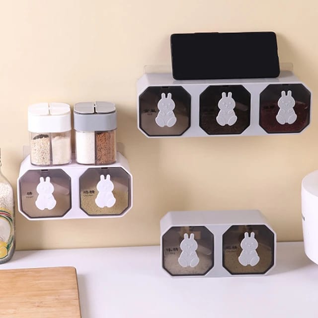 Wall mounted sticking 3 portion spice box