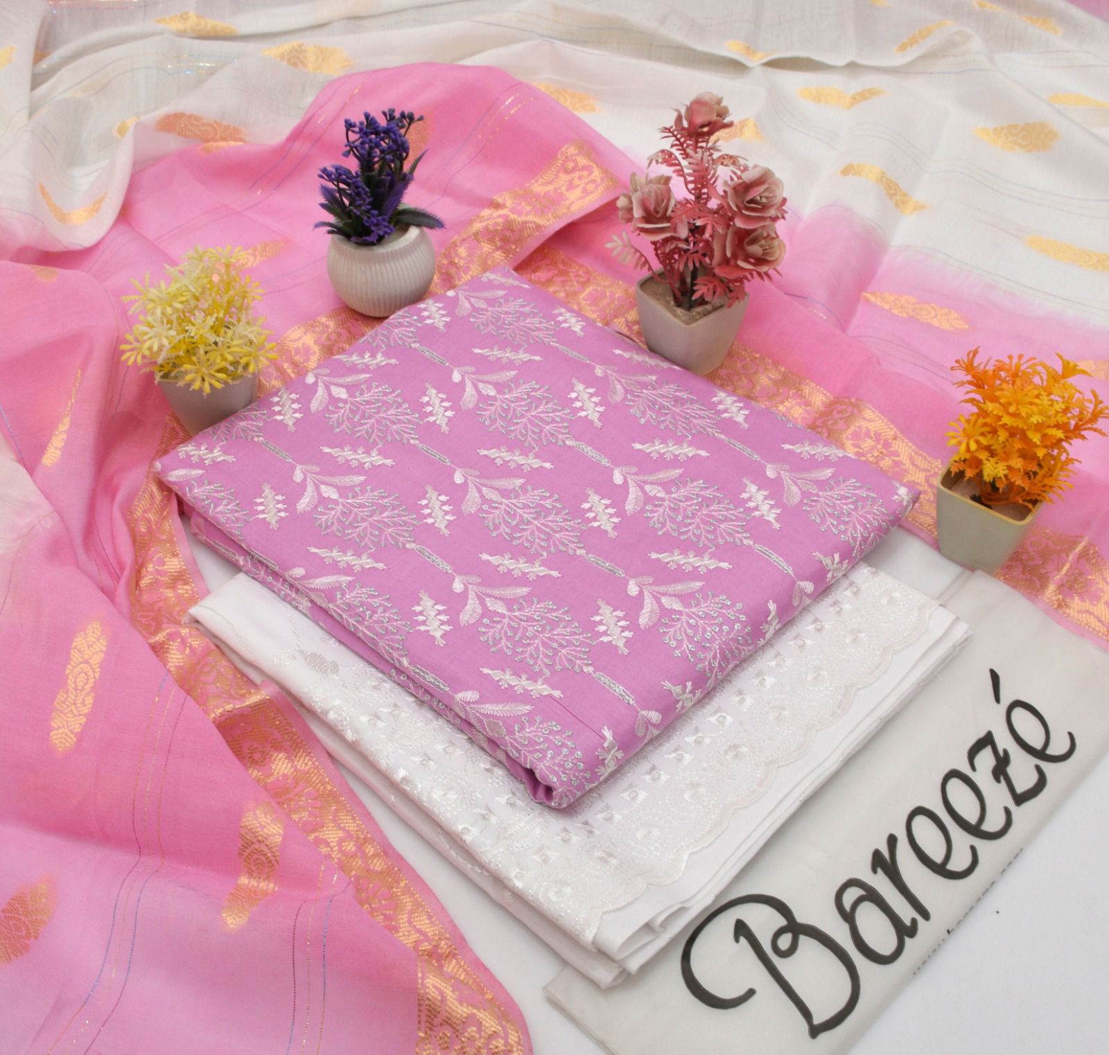 (*BAREEZE LAWN 2025 OPENING*)  FABRIC :  DORIYA COTTON LAWN ✅  *3pc Embroidery Doriya cotton  Lawn* 5