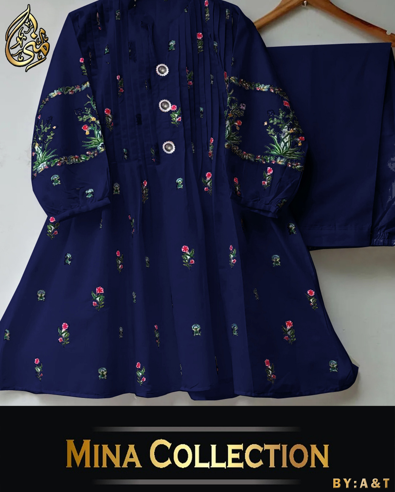 2pcs stiched new Arrivals embroided button shirt