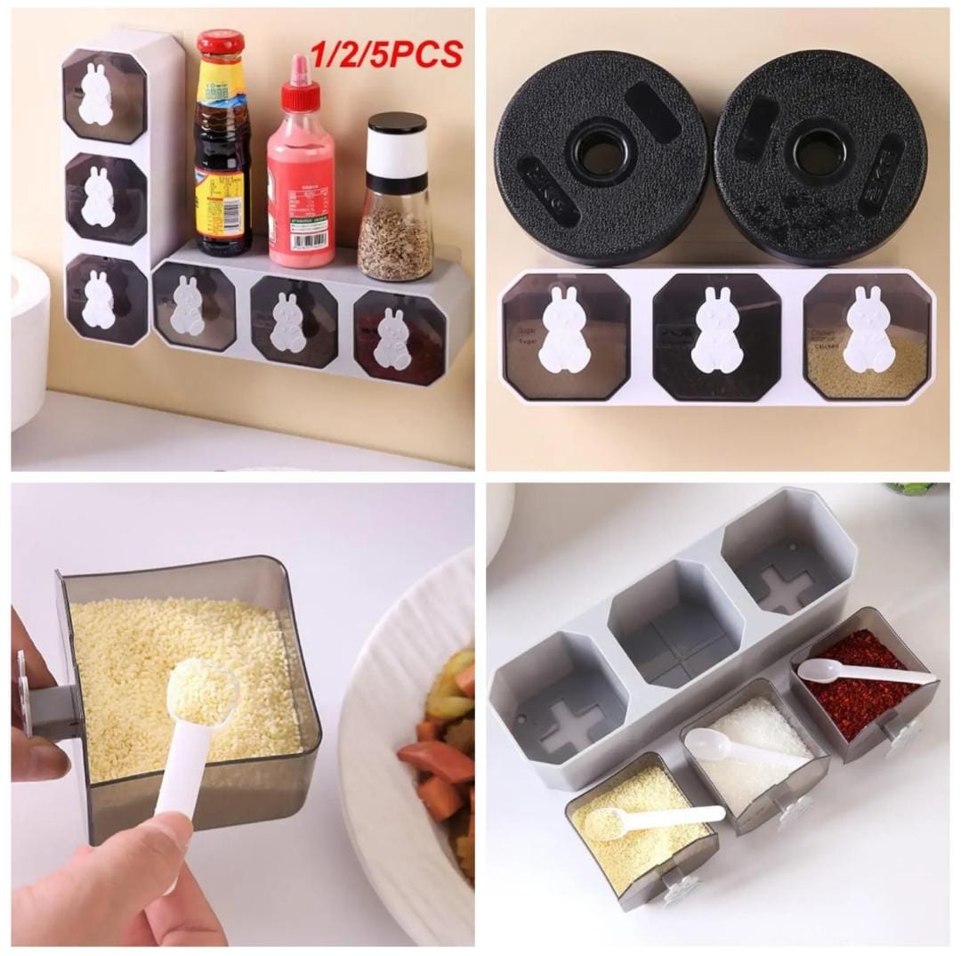 Wall mounted sticking 3 portion spice box