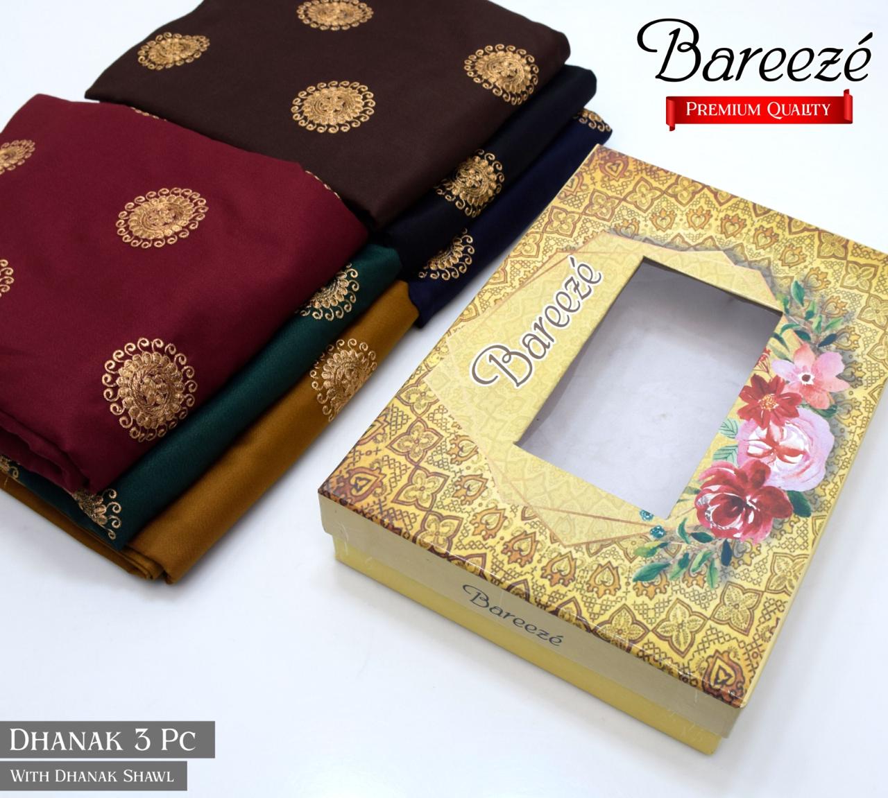 (*BAREEZE Opening DHANAK 2024*)  BAREEZE DHANAK EMB COLLECTION  3pc