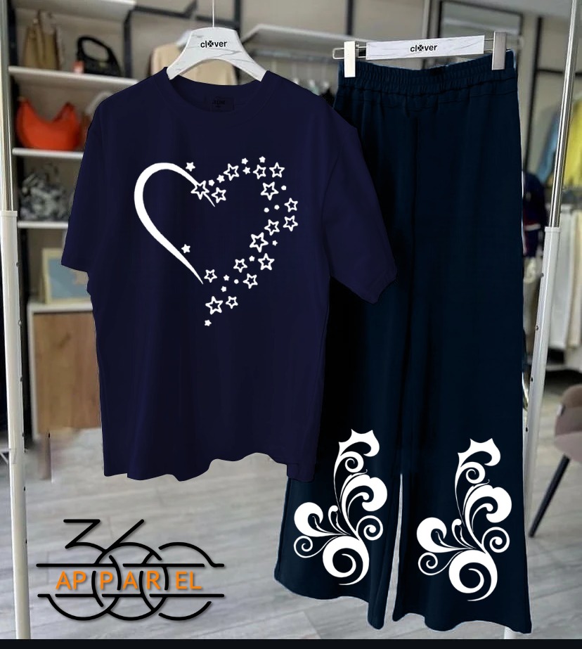 Printed night suits black shirt black trouser