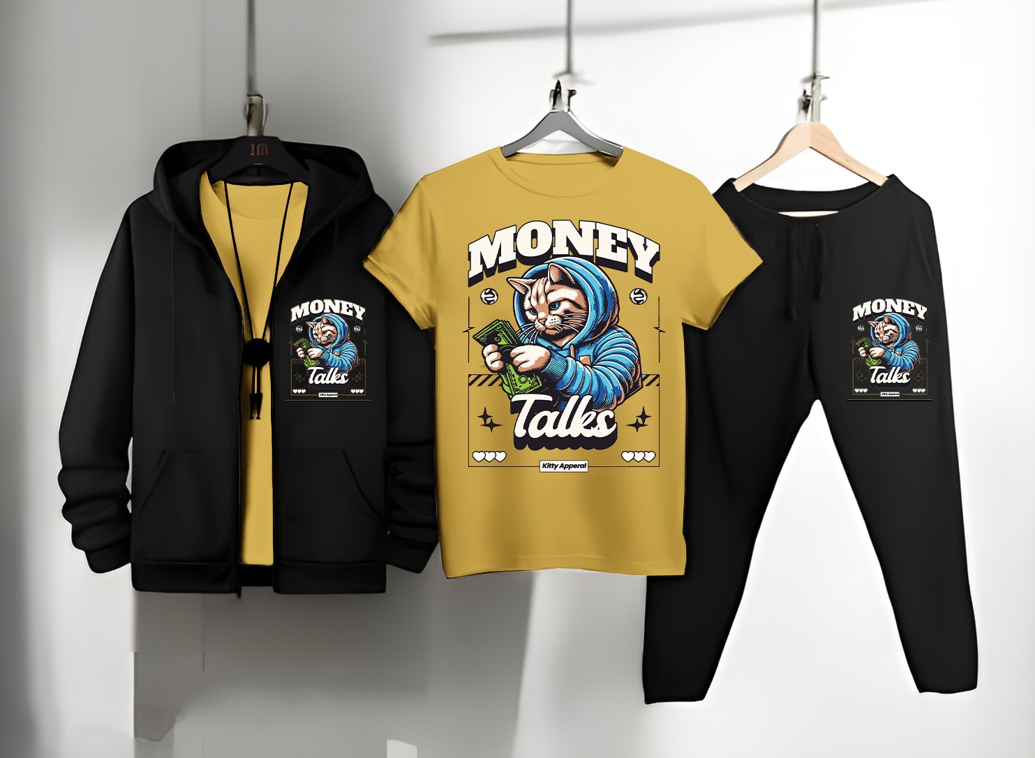 Zipper Hoodie + T-shirt + Trouser