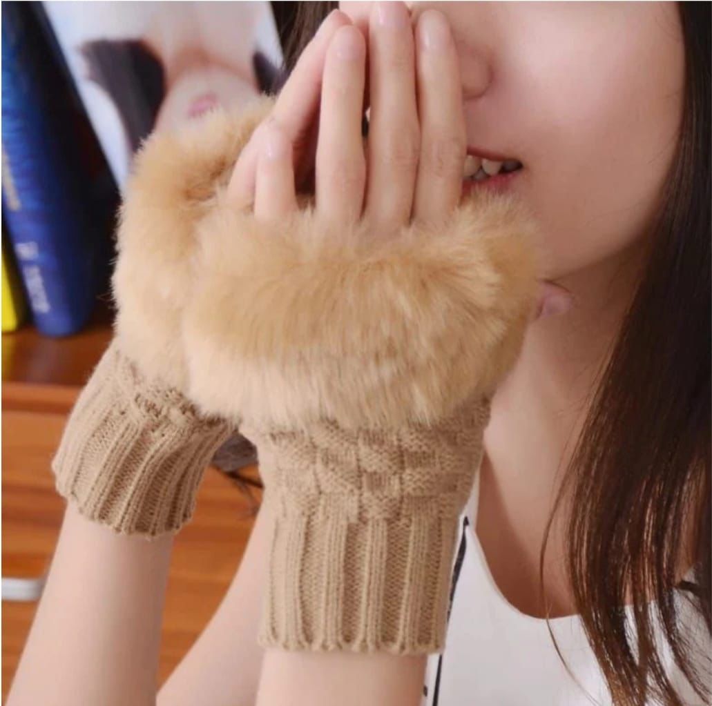 ✨ *Winter Faux Rabbit Fur Gloves