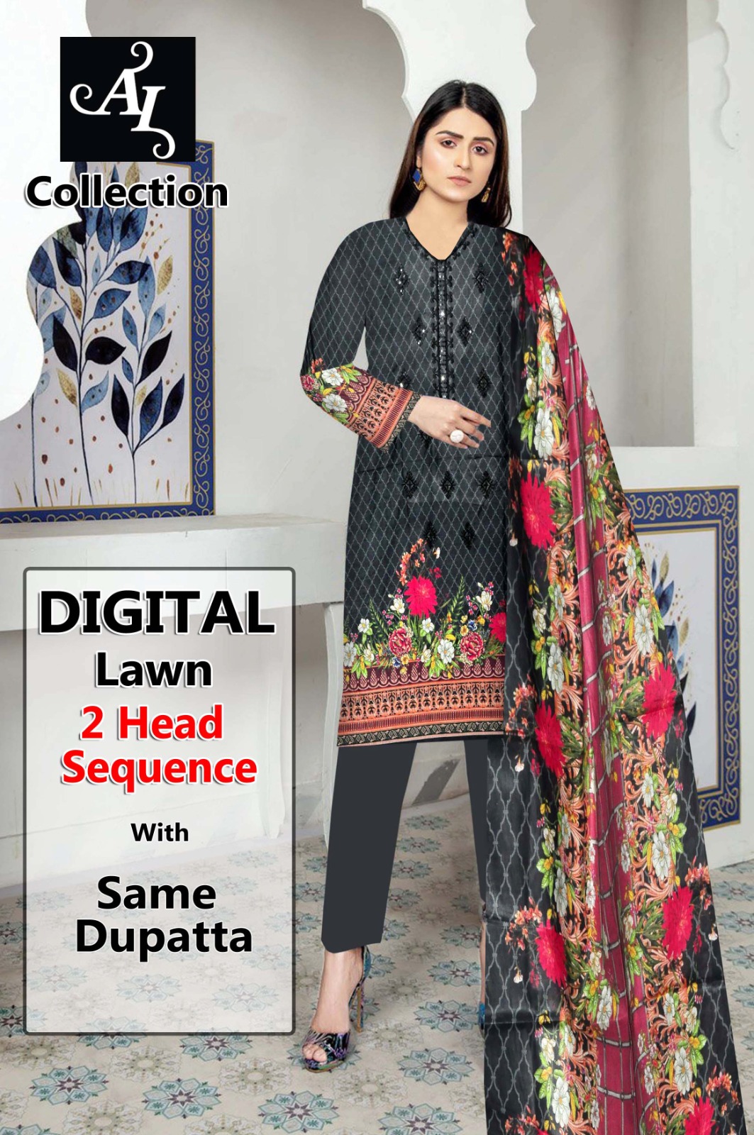 GUL AHMAD 3 PC EMRBROIDERED SUIT