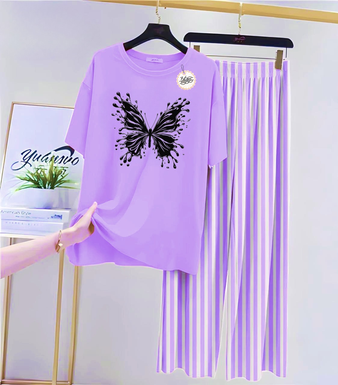 Printed night suits all light purple shade