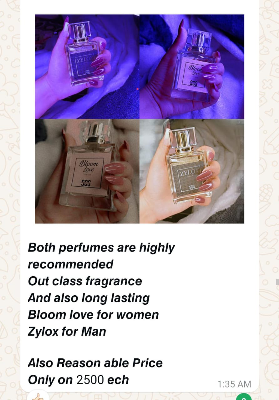 Perfume. Bloom love for woman and zylox for men