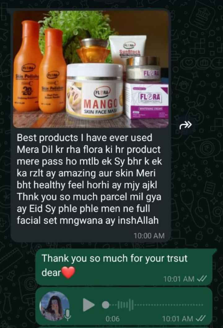 Customer feedback after use Flora international harble prudcts 1