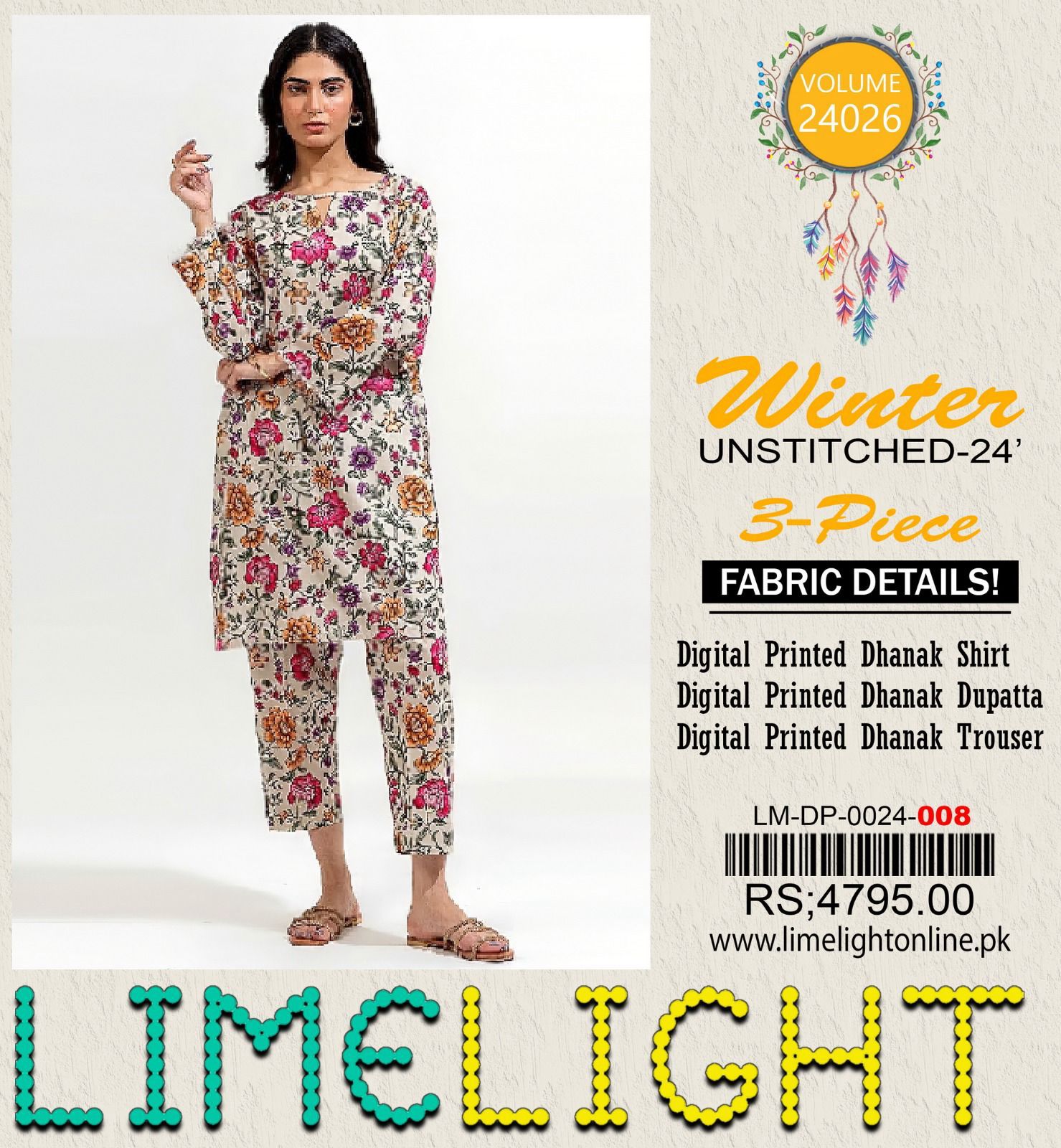 Lime Light Dhanak 3pc