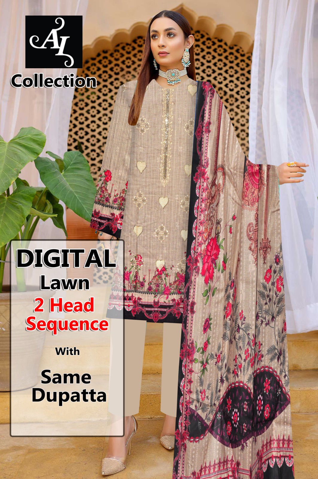 GUL AHMAD 3 PC EMRBROIDERED SUIT