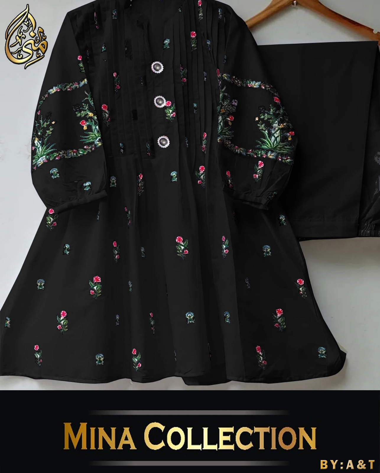 2pcs stiched new Arrivals embroided button shirt