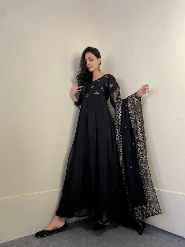 3 piece womens sitiched chiffon embriodi maxi