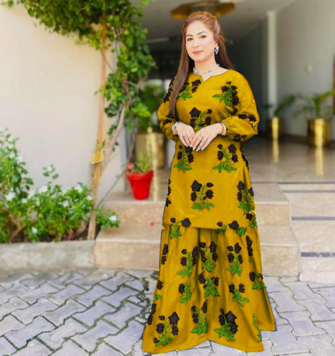 2 PC stitched linen dress