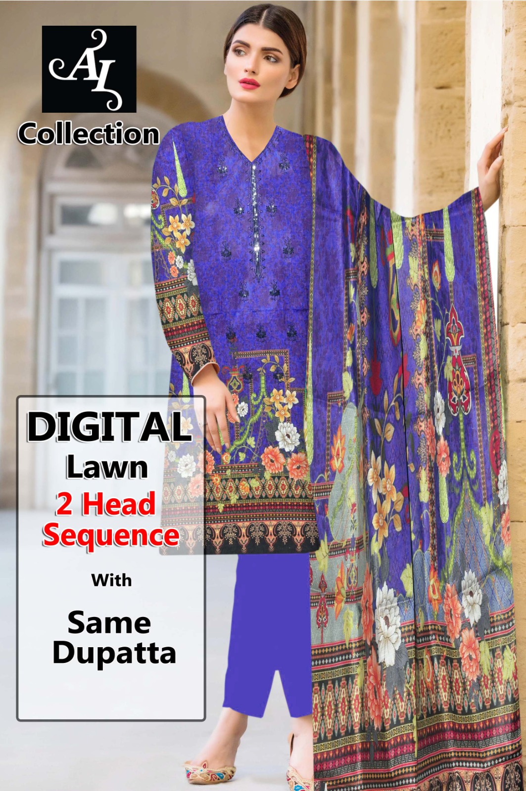 GUL AHMAD 3 PC EMRBROIDERED SUIT