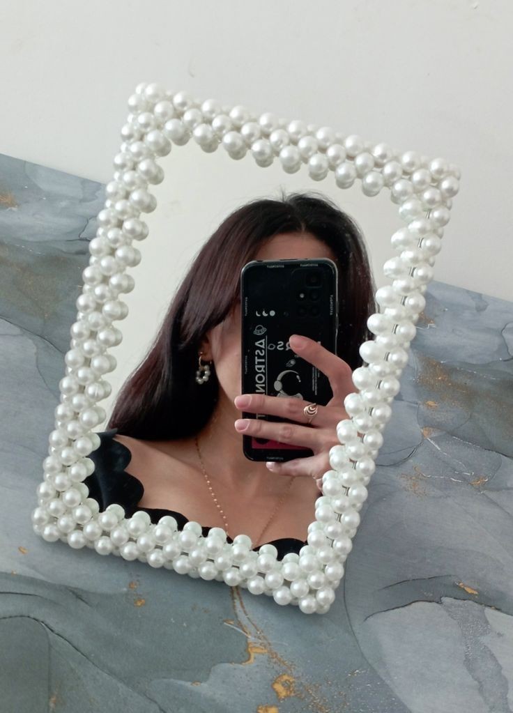 Pearl beaded mirror