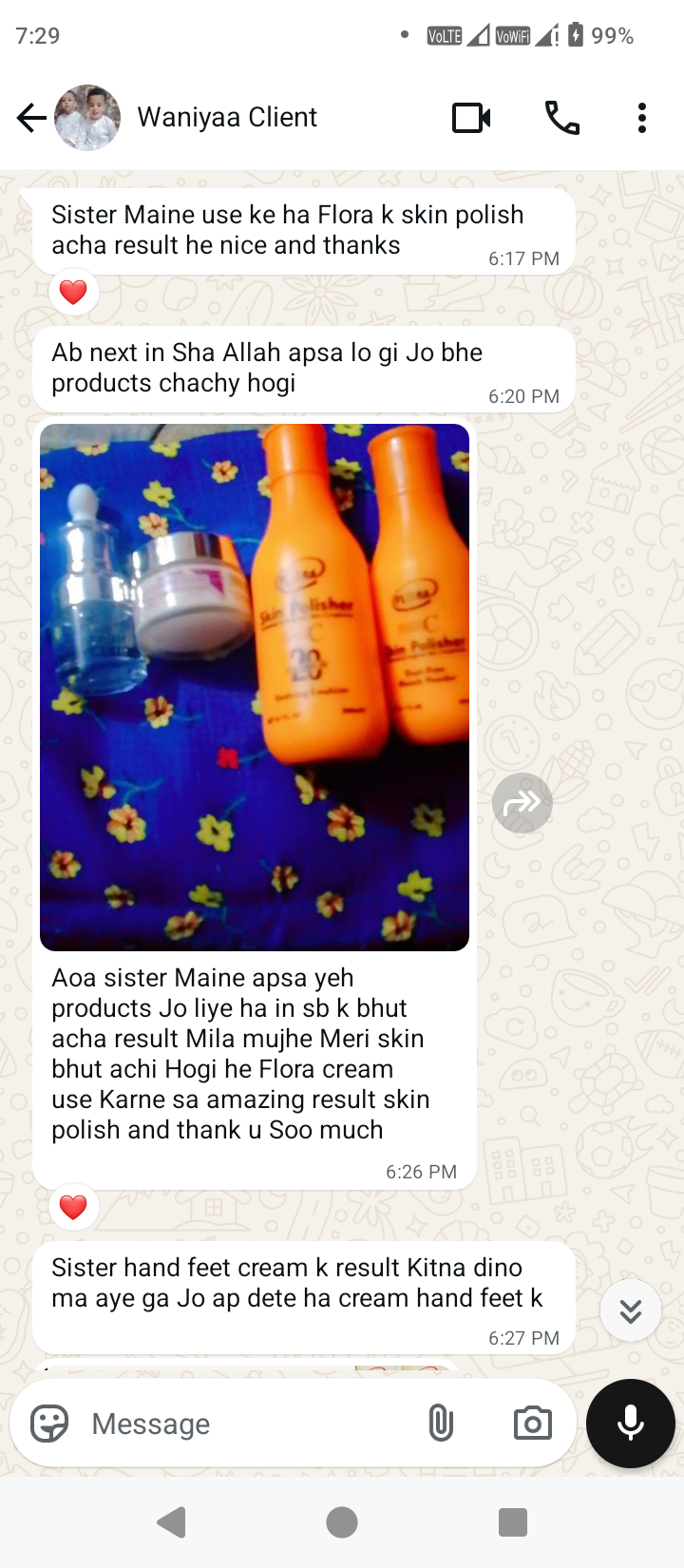 Customer feedback after use Flora international harble prudcts 1