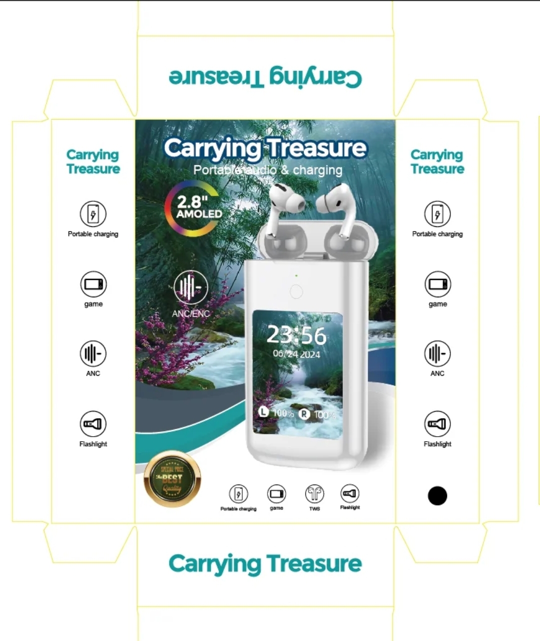 TF20 Box 3 in 1 Earbuds with Power Bank Multimedia Display Noise