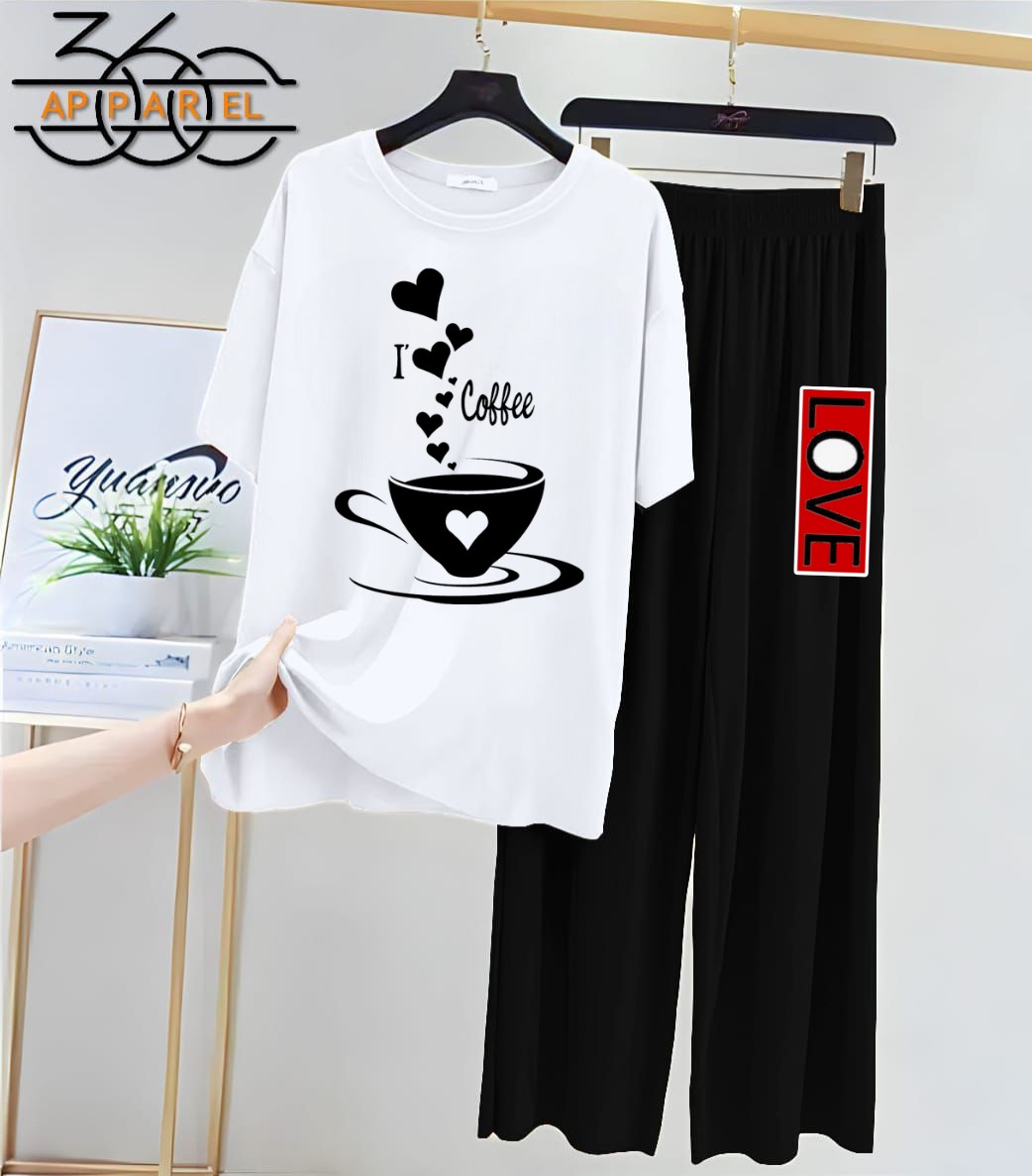 Printed night suit white