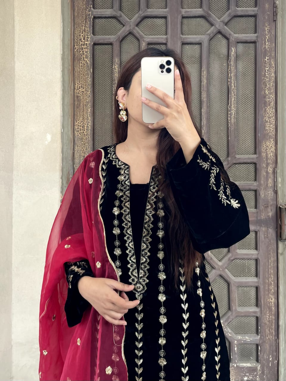 micro Valvet Tilla Embd Shirt Valvet trouzer